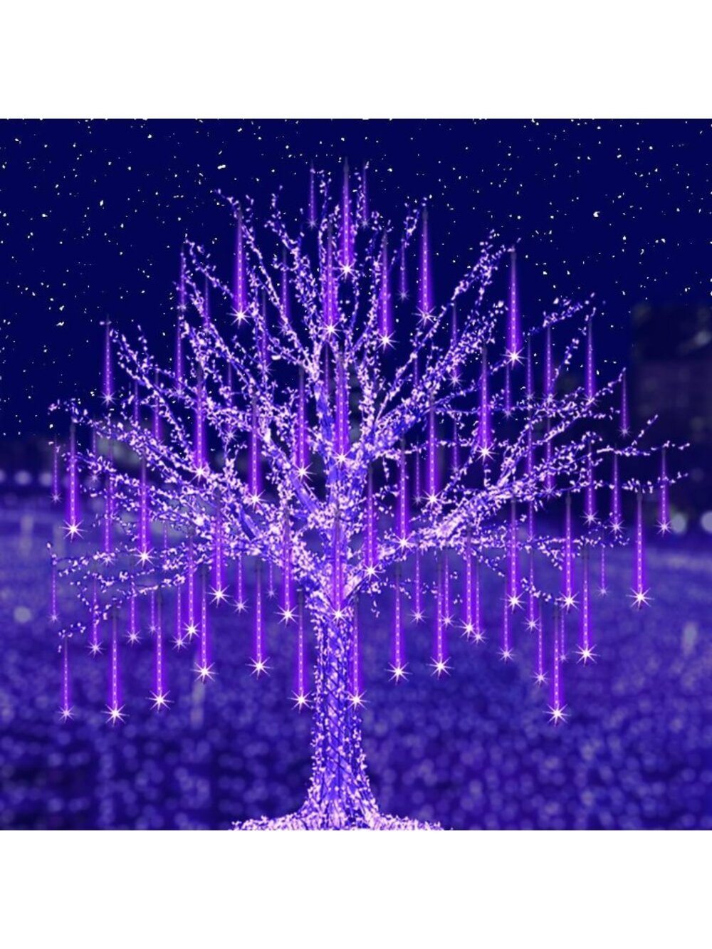 8 Tubes 192 LED Purple Meteor Shower Ul Certified Christmas Lights Decoration